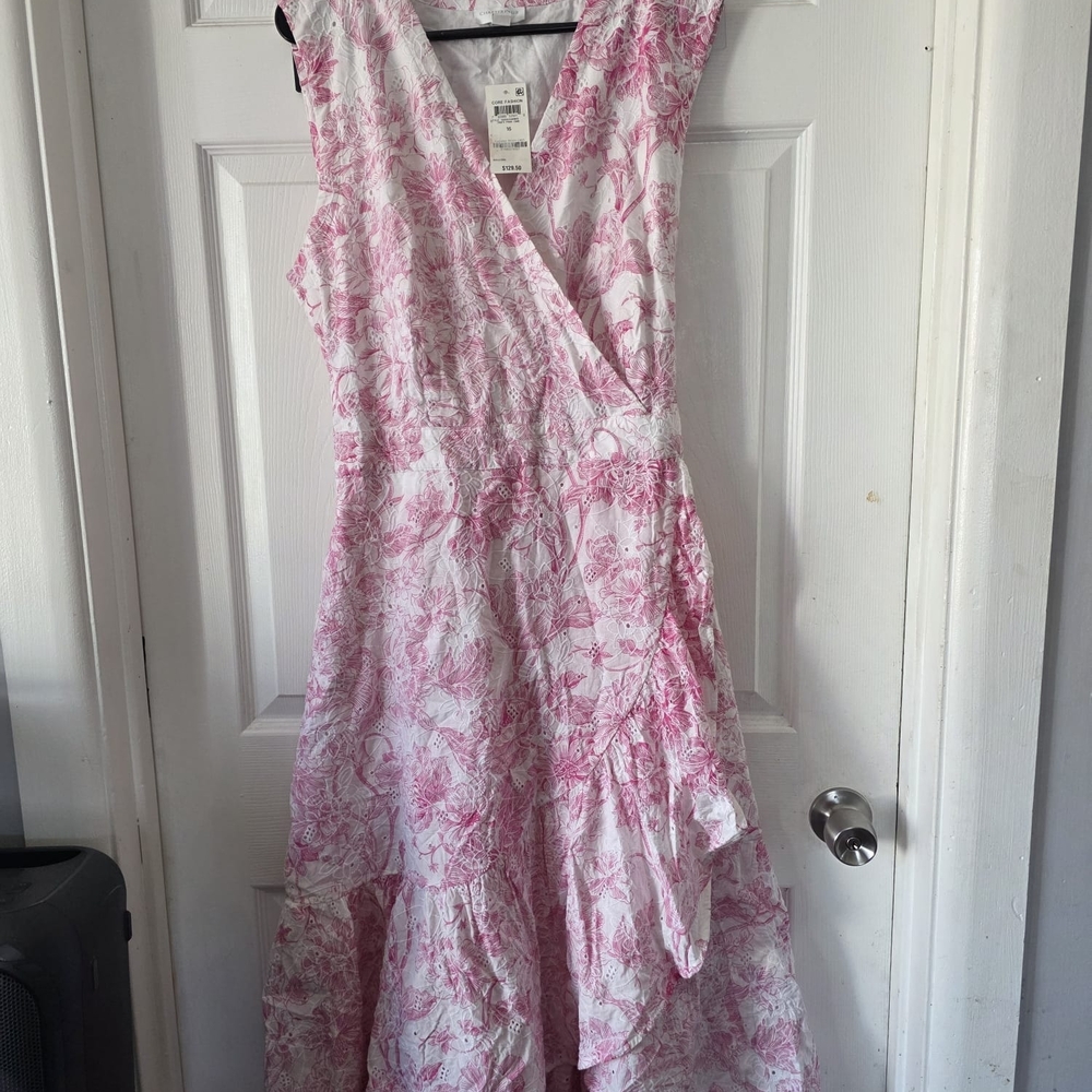 Charter Club Pink Floral Asymmetrical Wrap Dress - Picture 2 of 10